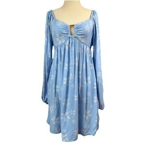 American Eagle Floral Daisy Babydoll Dress Size M Puff Long Sleeve Coquette Girl